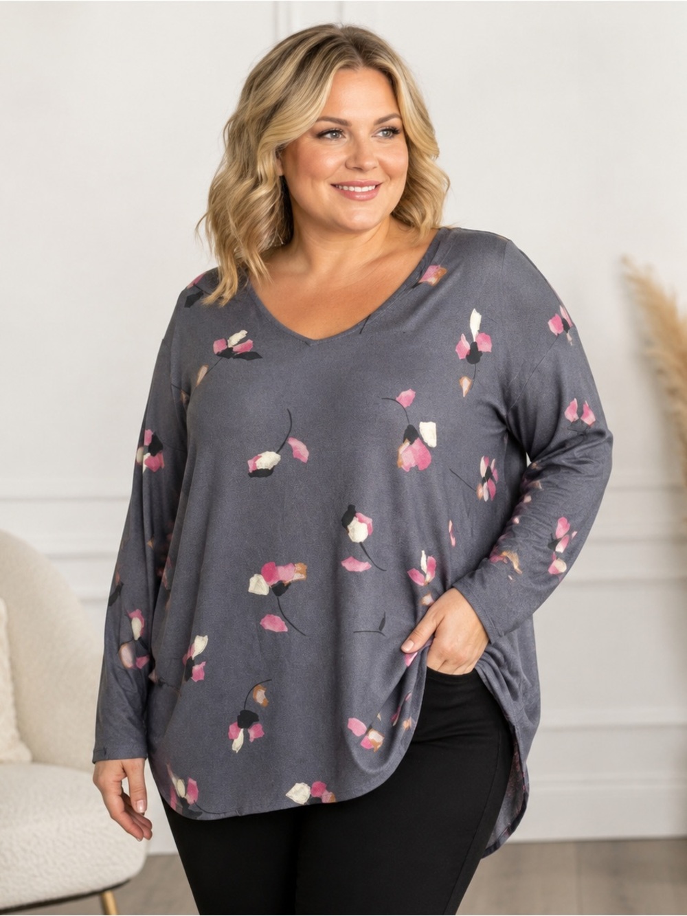 Junarose Plus Size 18 Floral High Low Tunic Top NWT